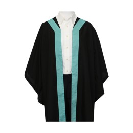 Customized black gown with aquamarine finish Customized Hong Kong Polytechnic graduation gown Higher diploma/certificate graduation gown Hong Kong Polytechnic University School of Design Graduation gown manufacturer DA542 Customized black gown with aquamarine finish Customized Hong Kong Polytechnic graduation gown Higher diploma/certificate graduation gown Hong Kong Polytechnic University School of Design Graduation gown manufacturer DA542